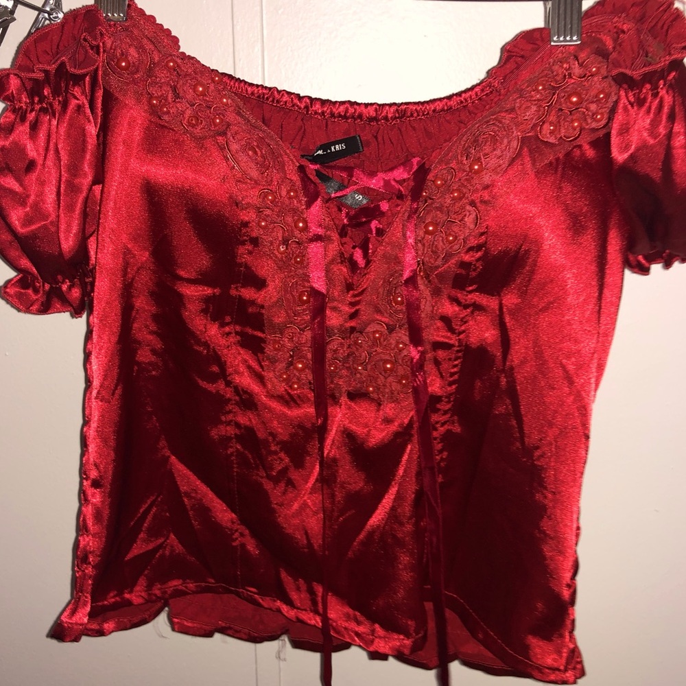 Silk off the shoulder crop top